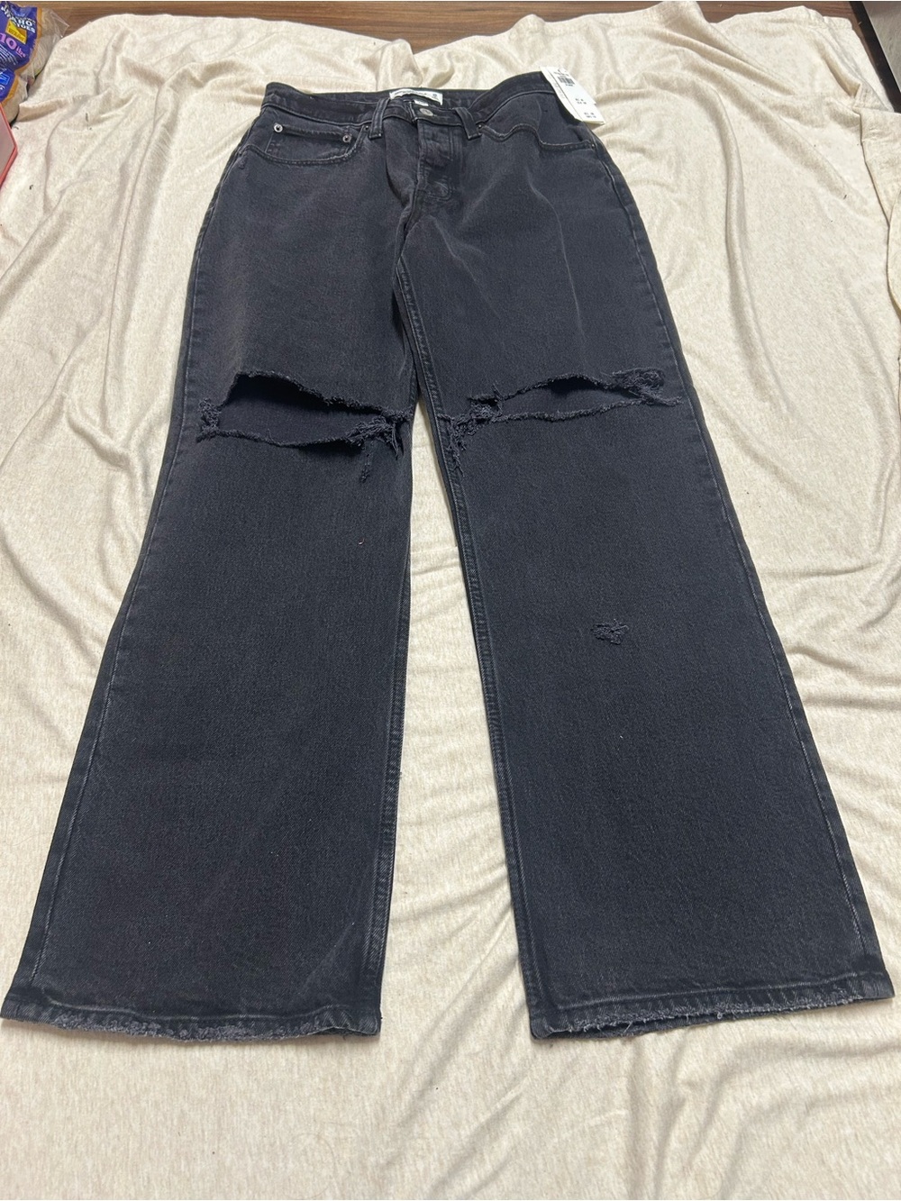 NWT Abercrombie and Fitch The 90s Baggy Low Rise Curve Love Jeans Black Denim